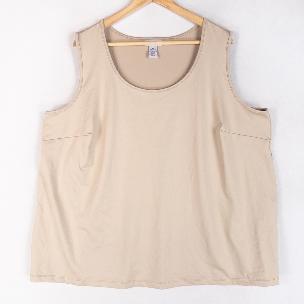 Catherines Womens Tank Top 2X 22/24W Tan Beige Sleeveless Scoop Neck Stretch